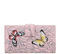 Anna by Anuschka Women's Original Leather Hand-Painted Two Fold Organizer Wallet, Butterfly Garden, One Size