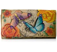 Anna by Anuschka Women's Three Fold Wallet Trifold Wallet, Floral Paradise Tan, One Size