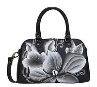 Anna by Anuschka Women's Wide Organizer Satchel, Midnight Floral Black, One Size