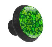 Anna Cowper 12 Pack 1.37" Kitchen Cabinet Knobs Dark Green Clover, Round Black Knobs for Cabinets and Drawers Cabinet Hardware Single Hole Dresser Knobs Pulls Handles Bathroom Cabinets