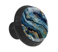 Anna Cowper 12 Pack Black Cabinet Knobs, Blue Marble Texture Glass Dresser Knobs Round Knobs for Dresser Drawers Kitchen Cabinet Hardware Cupboard Door Furniture, 35mm