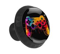 Anna Cowper 12 Pack Black Cabinet Knobs, Gaming Joystick Splash Glass Dresser Knobs Round Knobs for Dresser Drawers Kitchen Cabinet Hardware Cupboard Door Furniture, 35mm