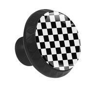Anna Cowper 12 Pack Cabinet Knobs Black Kitchen Cabinet Knobs Classic Black White Checker Board Decorative Round Dresser Drawer Knobs Cabinet Hardware Black Drawer Pulls Closet Door Knobs 1.37 Inch