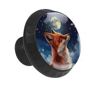 Anna Cowper 12 Pieces Drawer Knobs Fox Starry, 35mm Black Kitchen Cabinet Knobs, Drawer Pulls and Knobs, Glass Cabinet Hardware Single Hole Knob for Cabinets and Drawers Round