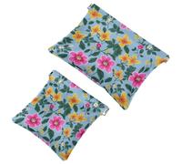 Anna Cowper 2Pcs Pocket Cosmetic Bag for Purses, Leather Small Makeup Bag Cosmetic Pouch, Portable No Zipper Makeup Pouch Coin Purse Jewelry Pouch, Butterflies Pansies Birds, Multicolor 10, Small and