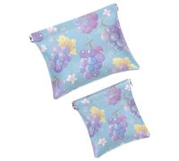 Anna Cowper 2Pcs Pocket Cosmetic Bag for Purses, Leather Small Makeup Bag Cosmetic Pouch, Portable No Zipper Makeup Pouch Coin Purse Jewelry Pouch, Deer Daisy, Multicolor 8, Small and Large, Art Deco