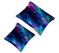 Anna Cowper 2Pcs Pocket Cosmetic Bag for Purses, Leather Small Makeup Bag Cosmetic Pouch, Portable No Zipper Makeup Pouch Coin Purse Jewelry Pouch, Fire Trucks Planes, Multicolor 2, Small and Large,