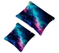 Anna Cowper 2Pcs Pocket Cosmetic Bag for Purses, Leather Small Makeup Bag Cosmetic Pouch, Portable No Zipper Makeup Pouch Coin Purse Jewelry Pouch, Fire Trucks Planes, Multicolor 7, Small and Large,