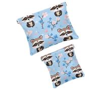 Anna Cowper 2Pcs Pocket Cosmetic Bag for Purses, Leather Small Makeup Bag Cosmetic Pouch, Portable No Zipper Makeup Pouch Coin Purse Jewelry Pouch, Raccoons Galaxy, Multicolor 20, Small and Large, Art