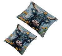 Anna Cowper 2Pcs Pocket Cosmetic Bag for Purses, Leather Small Makeup Bag Cosmetic Pouch, Portable No Zipper Makeup Pouch Coin Purse Jewelry Pouch, Nebula Dreamcatcher, Multicolor 5, Small and Large,