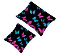 Anna Cowper 2Pcs Pocket Cosmetic Bag for Purses, Leather Small Makeup Bag Cosmetic Pouch, Portable No Zipper Makeup Pouch Coin Purse Jewelry Pouch, Skulls Star, Multicolor 2, Small and Large, Fashion