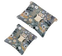 Anna Cowper 2Pcs Pocket Cosmetic Bag for Purses, Leather Small Makeup Bag Cosmetic Pouch, Portable No Zipper Makeup Pouch Coin Purse Jewelry Pouch, Butterflies Pansies, Multicolor 7, Small and Large,