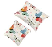 Anna Cowper 2Pcs Pocket Cosmetic Bag for Purses, Leather Small Makeup Bag Cosmetic Pouch, Portable No Zipper Makeup Pouch Coin Purse Jewelry Pouch, Butterflies Pansies Birds, Multicolor 4, Small and