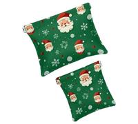 Anna Cowper 2Pcs Pocket Cosmetic Bag for Purses, Leather Small Makeup Bag Cosmetic Pouch, Portable No Zipper Makeup Pouch Coin Purse Jewelry Pouch, Santa Snowflake Red, Multicolor 13, Small and Large,