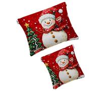Anna Cowper 2Pcs Pocket Cosmetic Bag for Purses, Leather Small Makeup Bag Cosmetic Pouch, Portable No Zipper Makeup Pouch Coin Purse Jewelry Pouch, Christmas Santa, Multicolor 17, Small and Large, Art