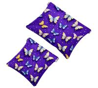 Anna Cowper 2Pcs Pocket Cosmetic Bag for Purses, Leather Small Makeup Bag Cosmetic Pouch, Portable No Zipper Makeup Pouch Coin Purse Jewelry Pouch, Florals Vintage, Multicolor 6, Small and Large,