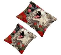 Anna Cowper 2Pcs Pocket Cosmetic Bag for Purses, Leather Small Makeup Bag Cosmetic Pouch, Portable No Zipper Makeup Pouch Coin Purse Jewelry Pouch, Deer, Multicolor 6, Small and Large, Fashion