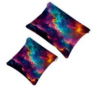 Anna Cowper 2Pcs Pocket Cosmetic Bag for Purses, Leather Small Makeup Bag Cosmetic Pouch, Portable No Zipper Makeup Pouch Coin Purse Jewelry Pouch, Fire Trucks Planes, Multicolor 3, Small and Large,