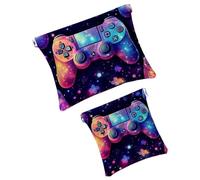 Anna Cowper 2Pcs Pocket Cosmetic Bag for Purses, Leather Small Makeup Bag Cosmetic Pouch, Portable No Zipper Makeup Pouch Coin Purse Jewelry Pouch, Corgis Love Heart, Multicolor 19, Small and Large,