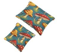 Anna Cowper 2Pcs Pocket Cosmetic Bag for Purses, Leather Small Makeup Bag Cosmetic Pouch, Portable No Zipper Makeup Pouch Coin Purse Jewelry Pouch, Vintage Deer Daisy, Multicolor 10, Small and Large,