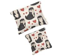 Anna Cowper 2Pcs Pocket Cosmetic Bag for Purses, Leather Small Makeup Bag Cosmetic Pouch, Portable No Zipper Makeup Pouch Coin Purse Jewelry Pouch, Giraffes Flower, Multicolor 18, Small and Large, Art