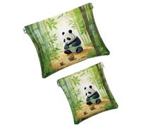 Anna Cowper 2Pcs Pocket Cosmetic Bag for Purses, Leather Small Makeup Bag Cosmetic Pouch, Portable No Zipper Makeup Pouch Coin Purse Jewelry Pouch, Peacock Flower, Multicolor 19, Small and Large, Art