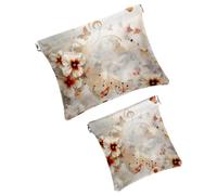 Anna Cowper 2Pcs Pocket Cosmetic Bag for Purses, Leather Small Makeup Bag Cosmetic Pouch, Portable No Zipper Makeup Pouch Coin Purse Jewelry Pouch, Floral Music Notes, Multicolor 9, Small and Large,