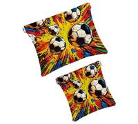 Anna Cowper 2Pcs Pocket Cosmetic Bag for Purses, Leather Small Makeup Bag Cosmetic Pouch, Portable No Zipper Makeup Pouch Coin Purse Jewelry Pouch, Giraffes Flower, Multicolor 11, Small and Large, Art