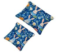 Anna Cowper 2Pcs Pocket Cosmetic Bag for Purses, Leather Small Makeup Bag Cosmetic Pouch, Portable No Zipper Makeup Pouch Coin Purse Jewelry Pouch, Dogs Paws Bones, Multicolor 2, Small and Large,