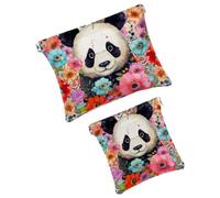 Anna Cowper 2Pcs Pocket Cosmetic Bag for Purses, Leather Small Makeup Bag Cosmetic Pouch, Portable No Zipper Makeup Pouch Coin Purse Jewelry Pouch, Floral Music Notes, Multicolor 16, Small and Large,