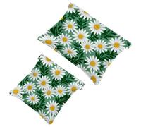 Anna Cowper 2Pcs Pocket Cosmetic Bag for Purses, Leather Small Makeup Bag Cosmetic Pouch, Portable No Zipper Makeup Pouch Coin Purse Jewelry Pouch, Florals Vintage, Multicolor 3, Small and Large,
