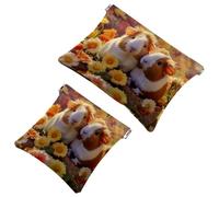 Anna Cowper 2Pcs Pocket Cosmetic Bag for Purses, Leather Small Makeup Bag Cosmetic Pouch, Portable No Zipper Makeup Pouch Coin Purse Jewelry Pouch, Deer Butterfly, Multicolor 9, Small and Large,