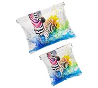 Anna Cowper 2Pcs Pocket Cosmetic Bag for Purses, Leather Small Makeup Bag Cosmetic Pouch, Portable No Zipper Makeup Pouch Coin Purse Jewelry Pouch, Stones Flower Bamboo, Multicolor 18, Small and