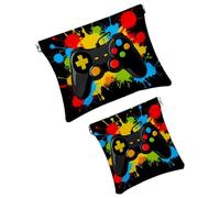 Anna Cowper 2Pcs Pocket Cosmetic Bag for Purses, Leather Small Makeup Bag Cosmetic Pouch, Portable No Zipper Makeup Pouch Coin Purse Jewelry Pouch, Corgis Love Heart, Multicolor 15, Small and Large,