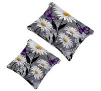 Anna Cowper 2Pcs Pocket Cosmetic Bag for Purses, Leather Small Makeup Bag Cosmetic Pouch, Portable No Zipper Makeup Pouch Coin Purse Jewelry Pouch, Galaxy Skull Star, Multicolor 6, Small and Large,