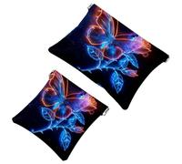 Anna Cowper 2Pcs Pocket Cosmetic Bag for Purses, Leather Small Makeup Bag Cosmetic Pouch, Portable No Zipper Makeup Pouch Coin Purse Jewelry Pouch, Galaxy Dream Catcher, Multicolor 5, Small and Large,