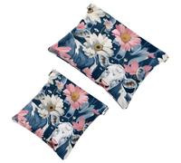 Anna Cowper 2Pcs Pocket Cosmetic Bag for Purses, Leather Small Makeup Bag Cosmetic Pouch, Portable No Zipper Makeup Pouch Coin Purse Jewelry Pouch, Fire Trucks Planes, Multicolor 9, Small and Large,