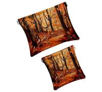 Anna Cowper 2Pcs Pocket Cosmetic Bag for Purses, Leather Small Makeup Bag Cosmetic Pouch, Portable No Zipper Makeup Pouch Coin Purse Jewelry Pouch, Cool Galaxy Cat, Multicolor 2, Small and Large, Art