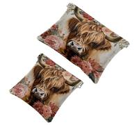 Anna Cowper 2Pcs Pocket Cosmetic Bag for Purses, Leather Small Makeup Bag Cosmetic Pouch, Portable No Zipper Makeup Pouch Coin Purse Jewelry Pouch, Galaxy Dream Catcher, Multicolor 9, Small and Large,