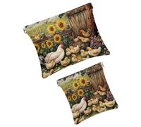 Anna Cowper 2Pcs Pocket Cosmetic Bag for Purses, Leather Small Makeup Bag Cosmetic Pouch, Portable No Zipper Makeup Pouch Coin Purse Jewelry Pouch, Star Turtles, Multicolor 8, Small and Large, Art