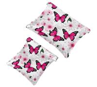 Anna Cowper 2Pcs Pocket Cosmetic Bag for Purses, Leather Small Makeup Bag Cosmetic Pouch, Portable No Zipper Makeup Pouch Coin Purse Jewelry Pouch, Skulls Star, Multicolor 6, Small and Large, Fashion