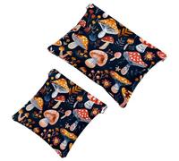 Anna Cowper 2Pcs Pocket Cosmetic Bag for Purses, Leather Small Makeup Bag Cosmetic Pouch, Portable No Zipper Makeup Pouch Coin Purse Jewelry Pouch, Vintage Deers Florals, Multicolor 2, Small and