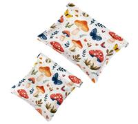 Anna Cowper 2Pcs Pocket Cosmetic Bag for Purses, Leather Small Makeup Bag Cosmetic Pouch, Portable No Zipper Makeup Pouch Coin Purse Jewelry Pouch, Vintage Deer Daisy, Multicolor 8, Small and Large,