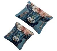 Anna Cowper 2Pcs Pocket Cosmetic Bag for Purses, Leather Small Makeup Bag Cosmetic Pouch, Portable No Zipper Makeup Pouch Coin Purse Jewelry Pouch, Galaxy Dream Catcher, Multicolor 8, Small and Large,