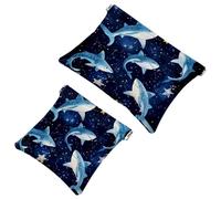 Anna Cowper 2Pcs Pocket Cosmetic Bag for Purses, Leather Small Makeup Bag Cosmetic Pouch, Portable No Zipper Makeup Pouch Coin Purse Jewelry Pouch, Christmas Deer, Multicolor 3, Small and Large,