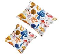 Anna Cowper 2Pcs Pocket Cosmetic Bag for Purses, Leather Small Makeup Bag Cosmetic Pouch, Portable No Zipper Makeup Pouch Coin Purse Jewelry Pouch, Vintage Deer Daisy, Multicolor 9, Small and Large,