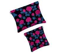 Anna Cowper 2Pcs Pocket Cosmetic Bag for Purses, Leather Small Makeup Bag Cosmetic Pouch, Portable No Zipper Makeup Pouch Coin Purse Jewelry Pouch, Galaxy Starry, Multicolor 12, Small and Large, Art