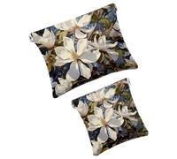 Anna Cowper 2Pcs Pocket Cosmetic Bag for Purses, Leather Small Makeup Bag Cosmetic Pouch, Portable No Zipper Makeup Pouch Coin Purse Jewelry Pouch, Galaxy Skull Floral, Multicolor 5, Small and Large,