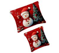 Anna Cowper 2Pcs Pocket Cosmetic Bag for Purses, Leather Small Makeup Bag Cosmetic Pouch, Portable No Zipper Makeup Pouch Coin Purse Jewelry Pouch, Christmas Santa, Multicolor 20, Small and Large, Art