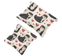 Anna Cowper 2Pcs Pocket Cosmetic Bag for Purses, Leather Small Makeup Bag Cosmetic Pouch, Portable No Zipper Makeup Pouch Coin Purse Jewelry Pouch, Butterfly Deer, Multicolor 4, Small and Large,